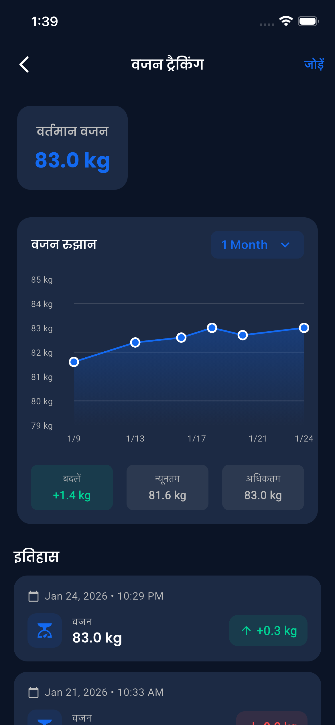 Emrius App Weight Tracker