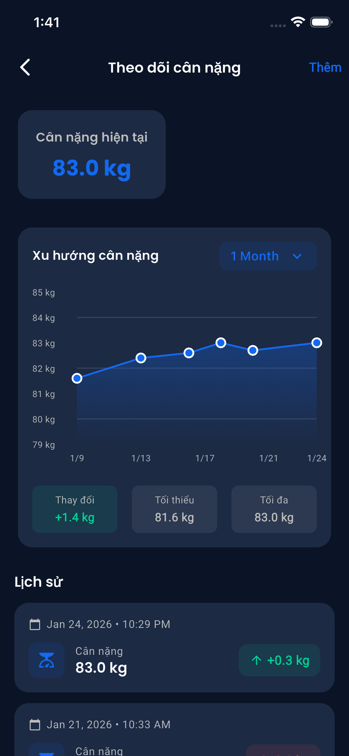 Emrius App Weight Tracker